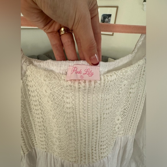 Pink Lily white long sleeve boho dress - Picture 6 of 7